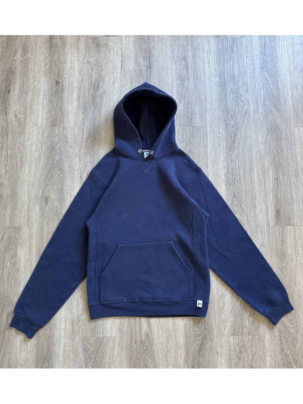 Rare Vintage Y2K Russell Athletic Navy Blue Blank Hoodie Sports Streetwear Small